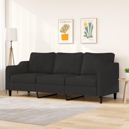 3-personers sofa 210 cm stof sort