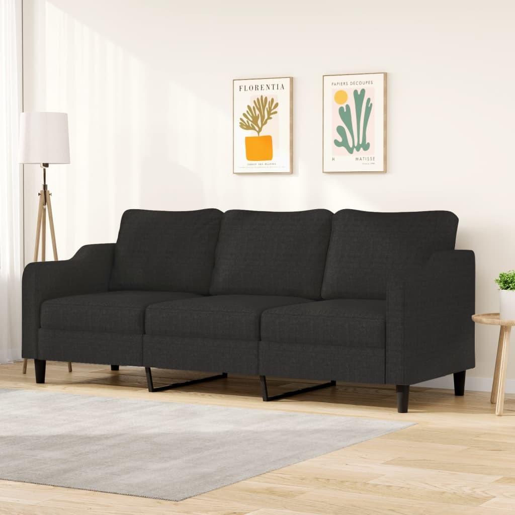 3-personers sofa 210 cm stof sort