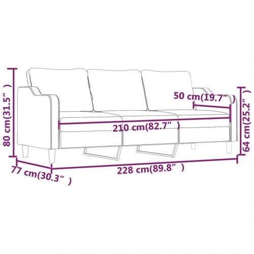 3-personers sofa 210 cm stof sort