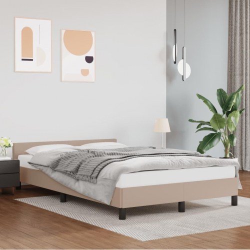 Sengeramme med hovedgærde i kunstlæder - Cappuccino 120 × 200 cm