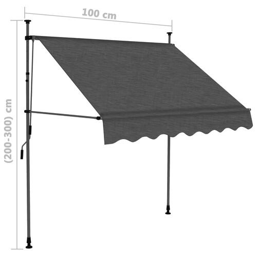 Markise m. LED-lys manuel betjening 100 cm antracitgrå
