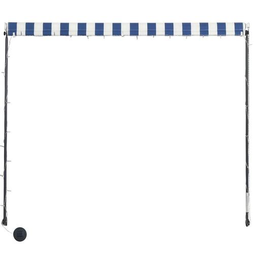 Foldemarkise med LED 100x150 cm blå og hvid