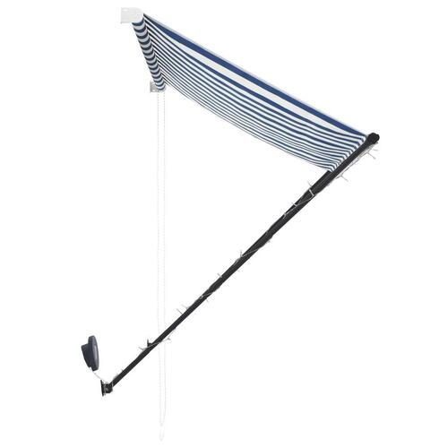 Foldemarkise med LED 100x150 cm blå og hvid