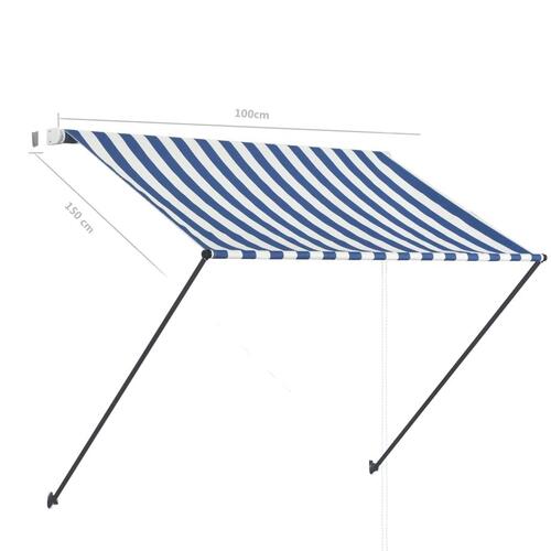 Foldemarkise med LED 100x150 cm blå og hvid