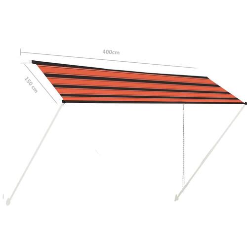 Foldemarkise 400x150 cm orange og brun