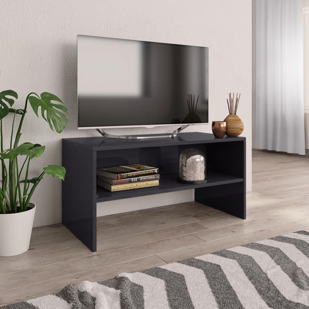 Tv-bord 80x40x40 cm konstrueret træ grå højglans