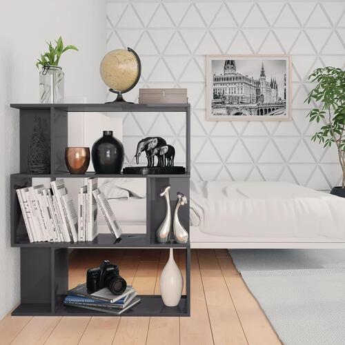 Bogskab/rumdeler 80 x 24 x 96 cm spånplade grå højglans
