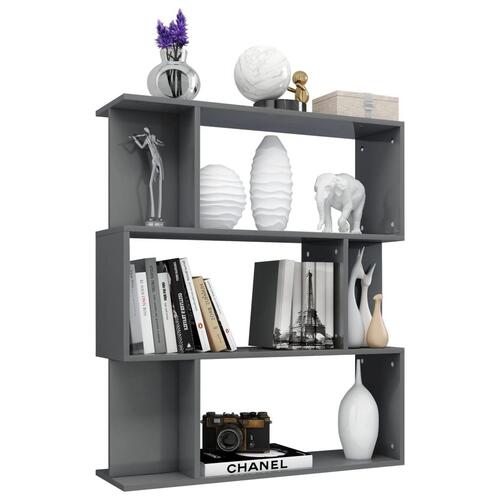 Bogskab/rumdeler 80 x 24 x 96 cm spånplade grå højglans