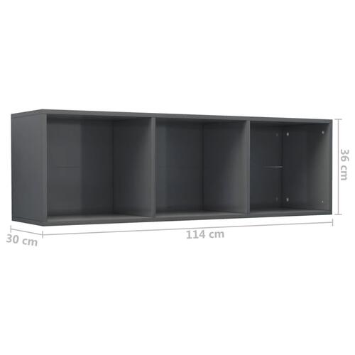 Bogskab/tv-skab 36 x 30 x 114 cm spånplade grå højglans