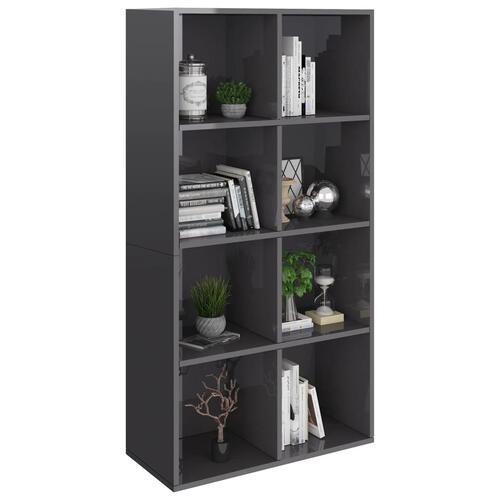 Bogskab/skænk 66 x 30 x 130 cm spånplade grå højglans