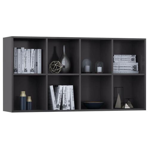 Bogskab/skænk 66 x 30 x 130 cm spånplade grå højglans
