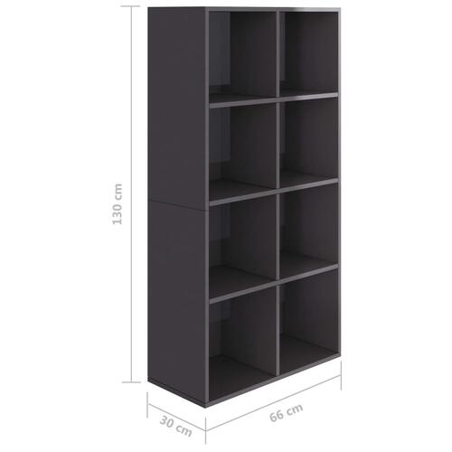 Bogskab/skænk 66 x 30 x 130 cm spånplade grå højglans