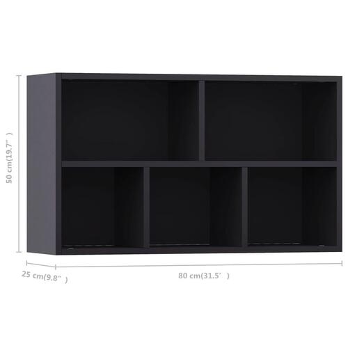 Bogskab/skænk 45 x 25 x 80 cm spånplade grå