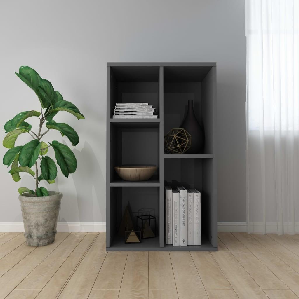 Bogskab/skænk 45 x 25 x 80 cm spånplade grå højglans