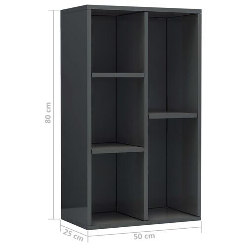 Bogskab/skænk 45 x 25 x 80 cm spånplade grå højglans