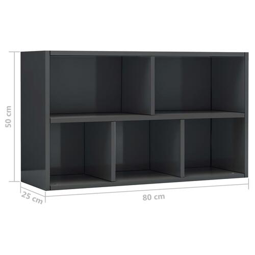 Bogskab/skænk 45 x 25 x 80 cm spånplade grå højglans