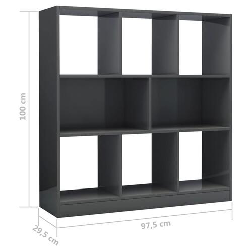 Bogskab 97,5 x 29,5 x 100 cm spånplade grå højglans
