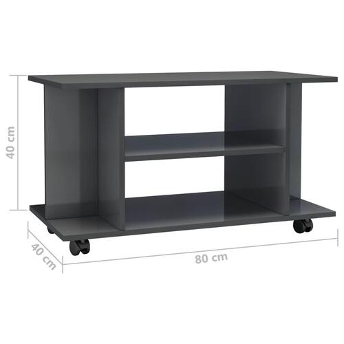 Tv-skab med hjul 80 x 40 x 40 cm spånplade grå højglans