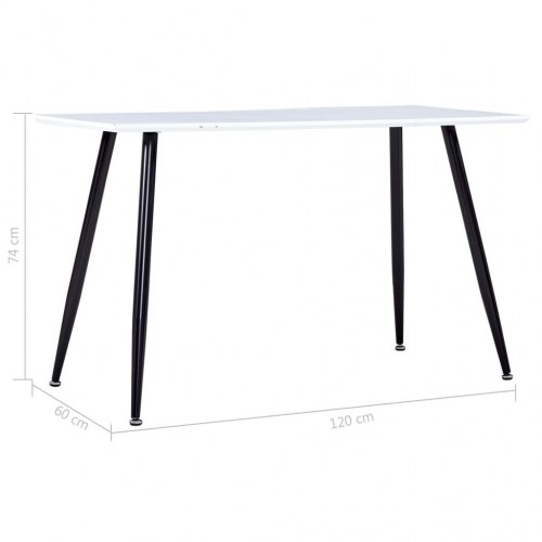 Spisebord 120 x 60 x 74 cm hvid og sort