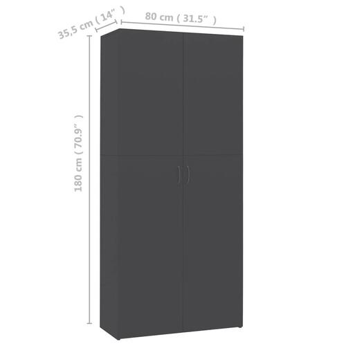 Skoskab 80 x 35,5 x 180 cm spånplade grå