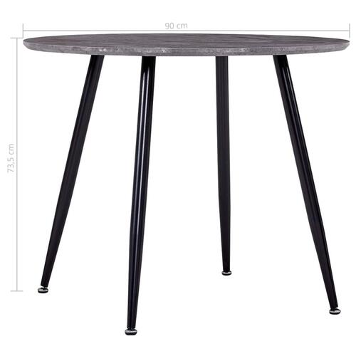 Spisebord 90 x 73,5 cm MDF betongrå og sort