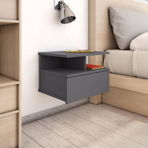 Svævende natborde 2 stk. 40 x 31 x 27 cm spånplade grå højglans