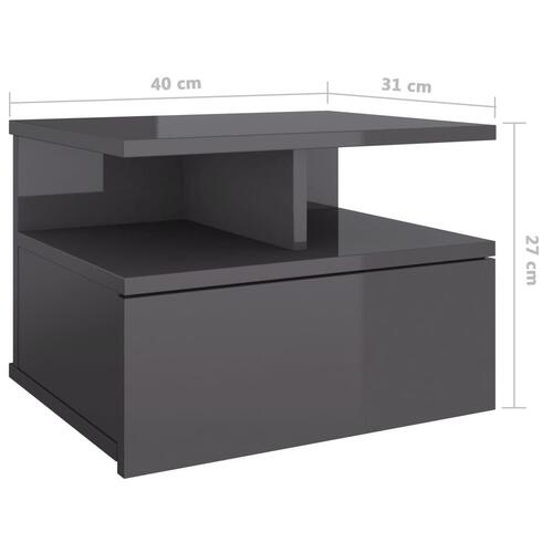 Svævende natborde 2 stk. 40 x 31 x 27 cm spånplade grå højglans