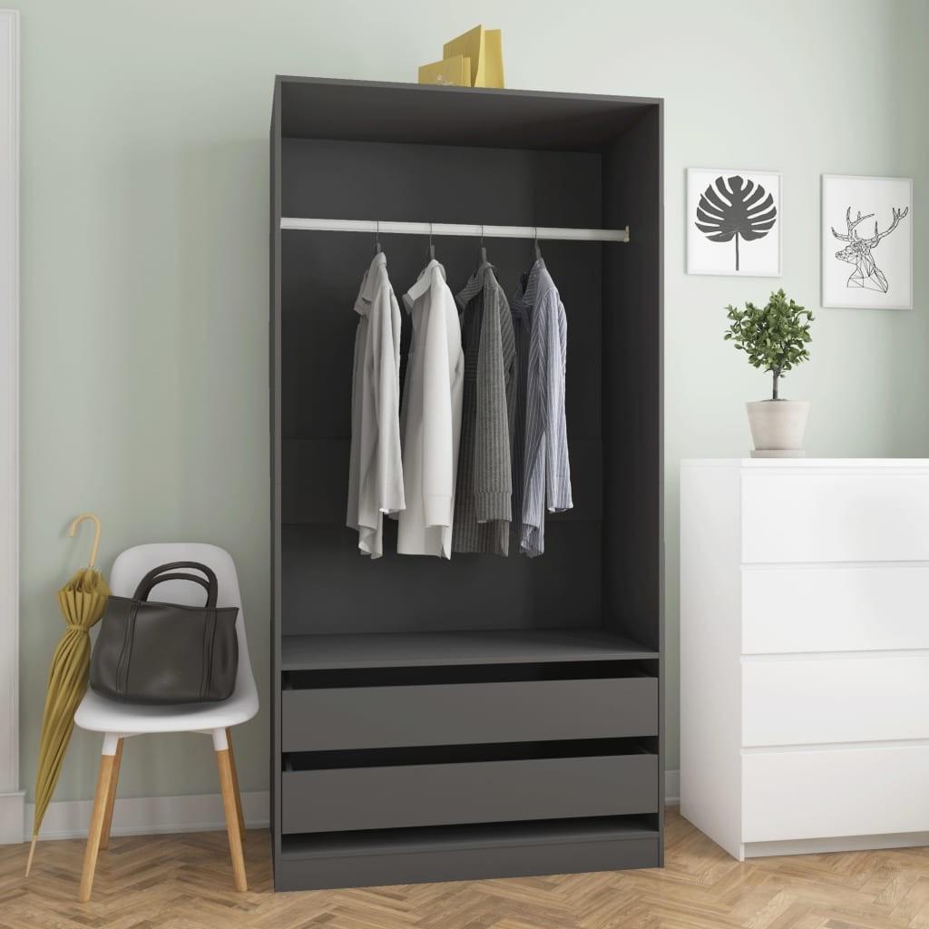 Klædeskab 100 x 50 x 200 cm spånplade grå