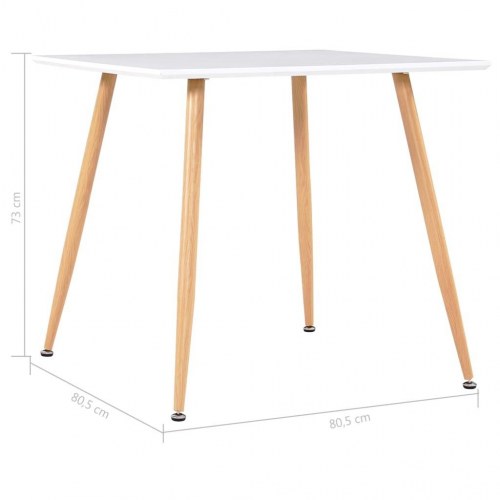 Spisebord 80,5 x 80,5 x 73 cm MDF hvid og egetræsfarve