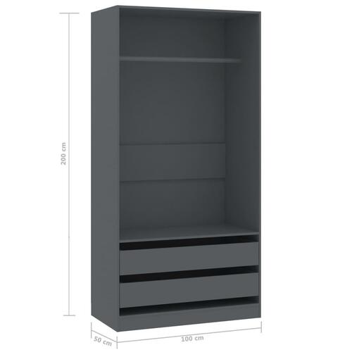 Klædeskab 100 x 50 x 200 cm spånplade grå