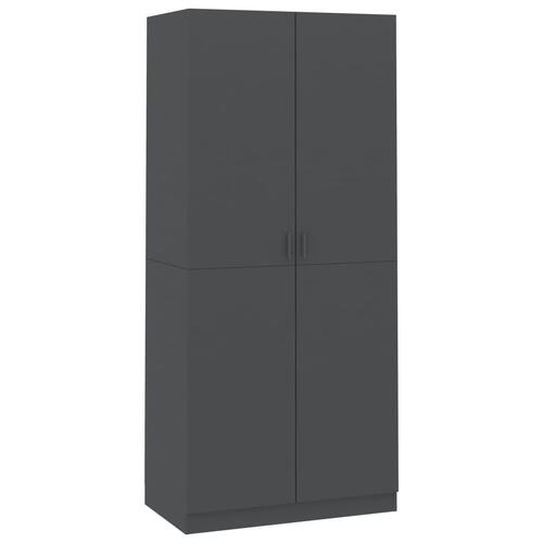 Klædeskab 90 x 52 x 200 cm spånplade grå