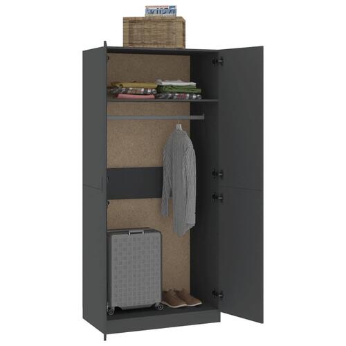 Klædeskab 90 x 52 x 200 cm spånplade grå