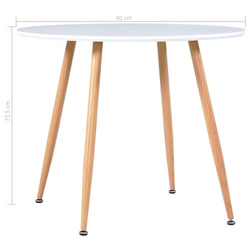 Spisebord 90 x 73,5 cm MDF hvid og egetræsfarve