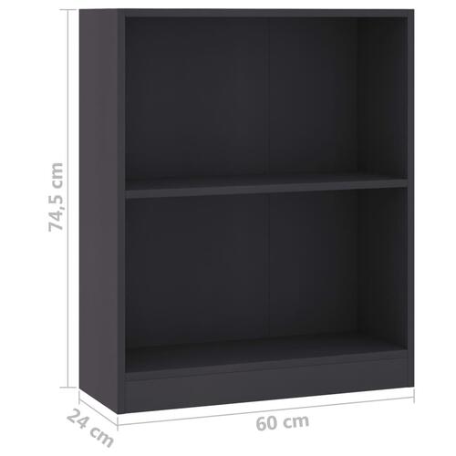 Bogreol 60 x 24 x 74,5 cm spånplade grå
