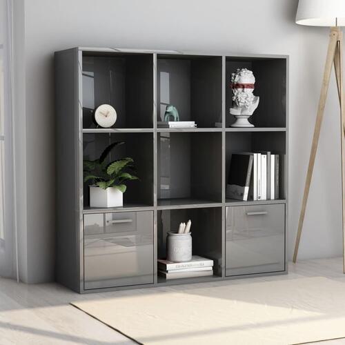 Bogskab 98x30x98 cm spånplade grå højglans