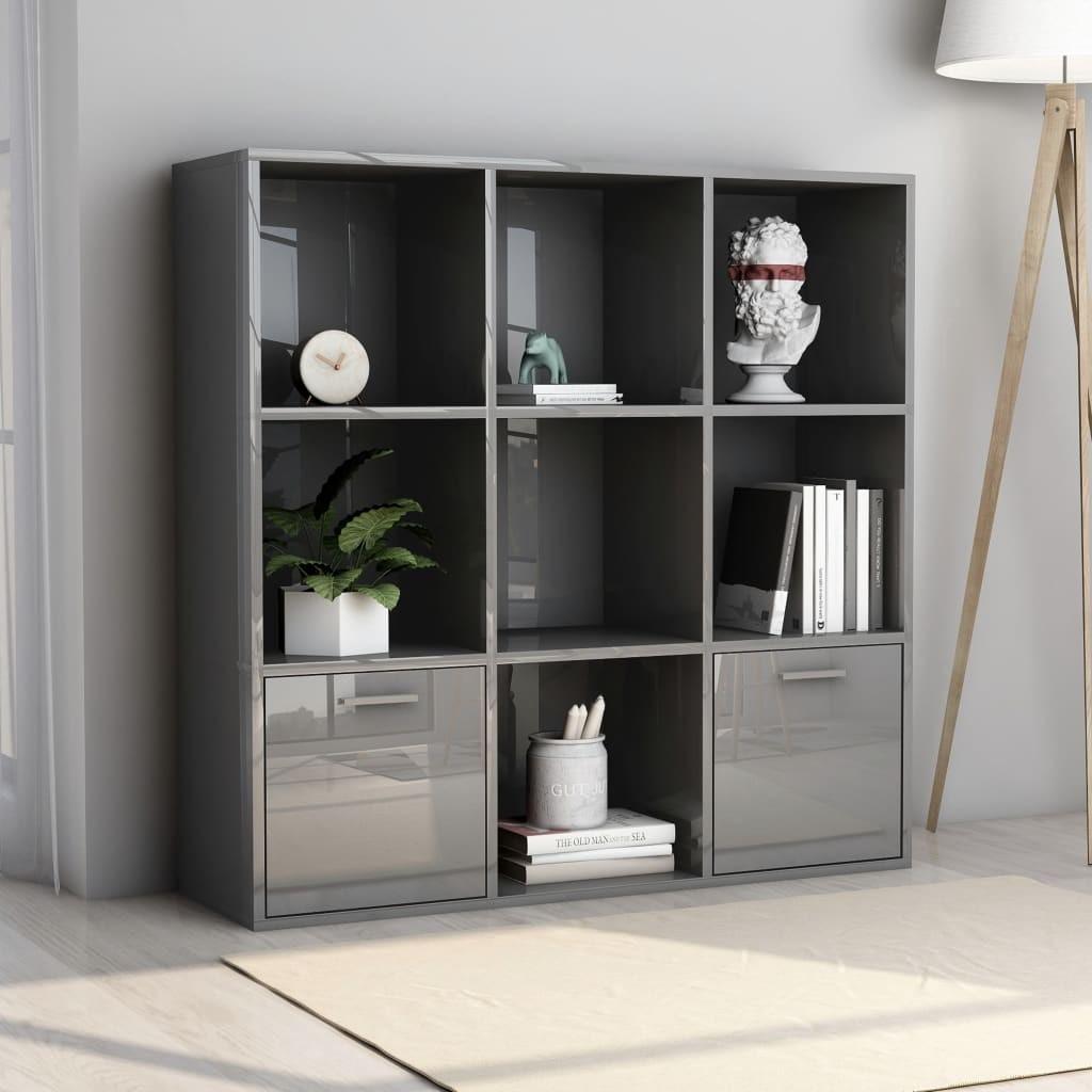 Bogskab 98x30x98 cm spånplade grå højglans