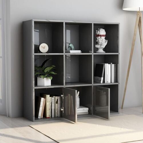 Bogskab 98x30x98 cm spånplade grå højglans