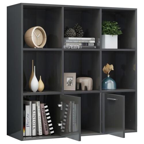 Bogskab 98x30x98 cm spånplade grå højglans