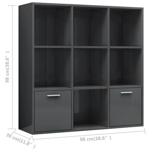 Bogskab 98x30x98 cm spånplade grå højglans
