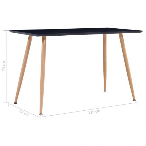 Spisebord 120 x 60 x 74 cm MDF sort og egetræsfarve