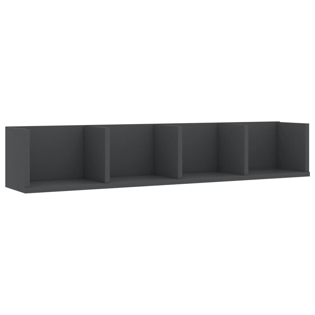 CD-hylde 100 x 18 x 18 cm spånplade grå