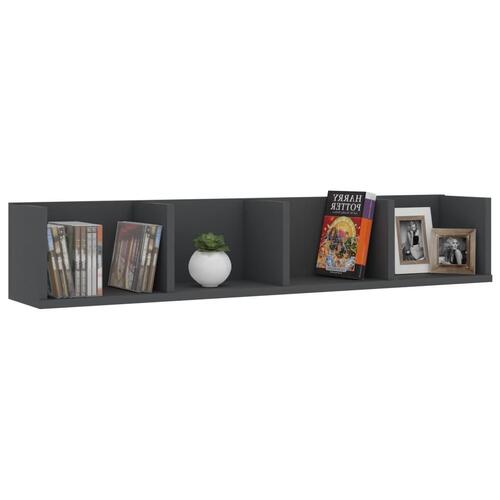 CD-hylde 100 x 18 x 18 cm spånplade grå