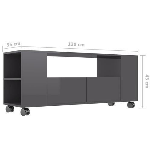 Tv-skab 120x35x43 cm spånplade grå højglans