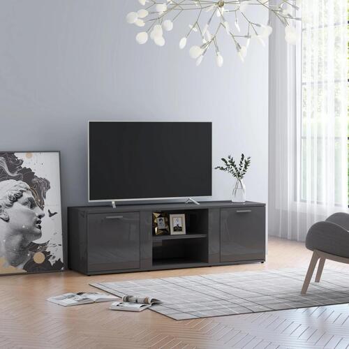 Tv-skab 120x34x37 cm spånplade grå højglans