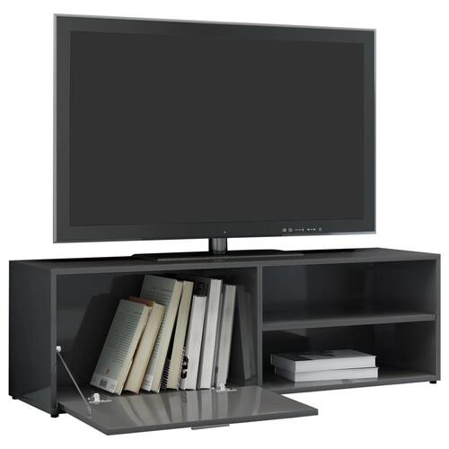 Tv-skab 120x34x37 cm spånplade grå højglans