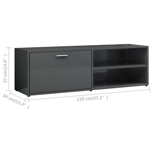 Tv-skab 120x34x37 cm spånplade grå højglans