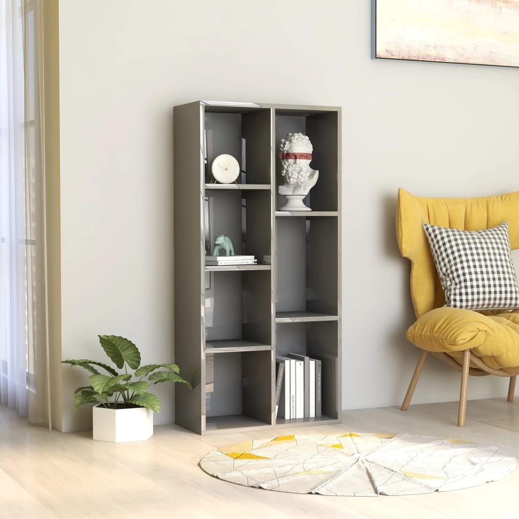 Bogreol 50x25x106 cm konstrueret træ grå højglans