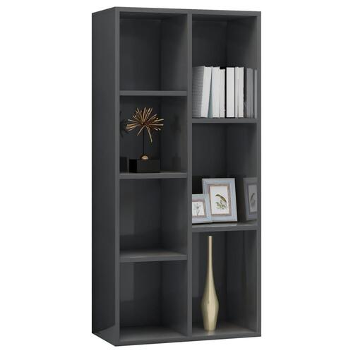 Bogskab 50x25x106 cm spånplade højglans grå