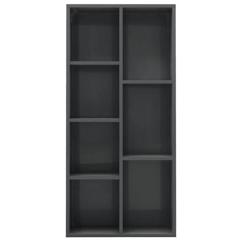 Bogskab 50x25x106 cm spånplade højglans grå