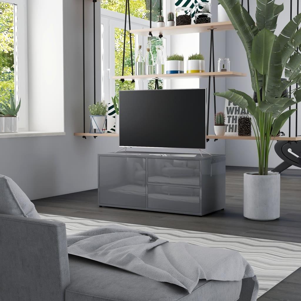 Tv-bord 80x34x36 cm konstrueret træ grå højglans